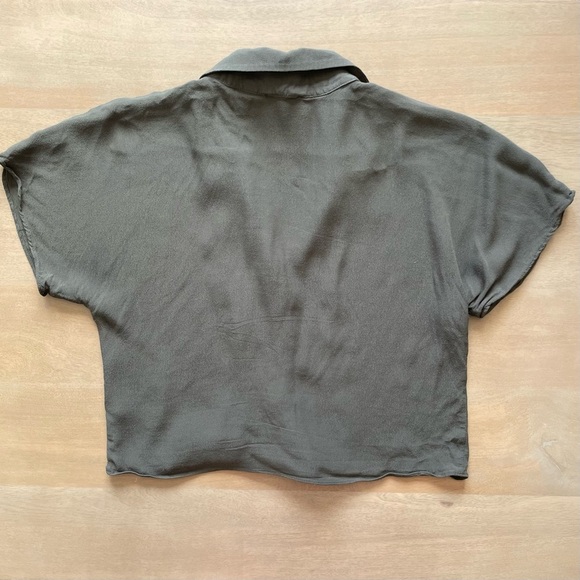 Wilfred Khaki Tie-Front Button Down Shirt - Picture 6 of 8